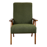 Vintage loft design armchair green olive boucle high