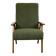 Fauteuil design vintage loft vert olive bouclé haut
