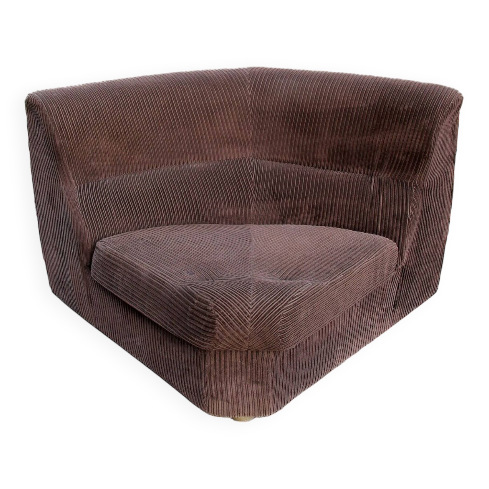 Vintage corner chair in brown velvet