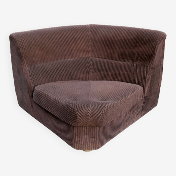 Vintage corner chair in brown velvet