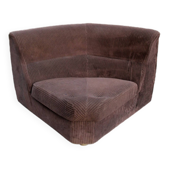 Chauffeuse d'angle vintage en velours marron