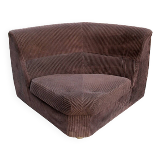 Vintage corner chair in brown velvet