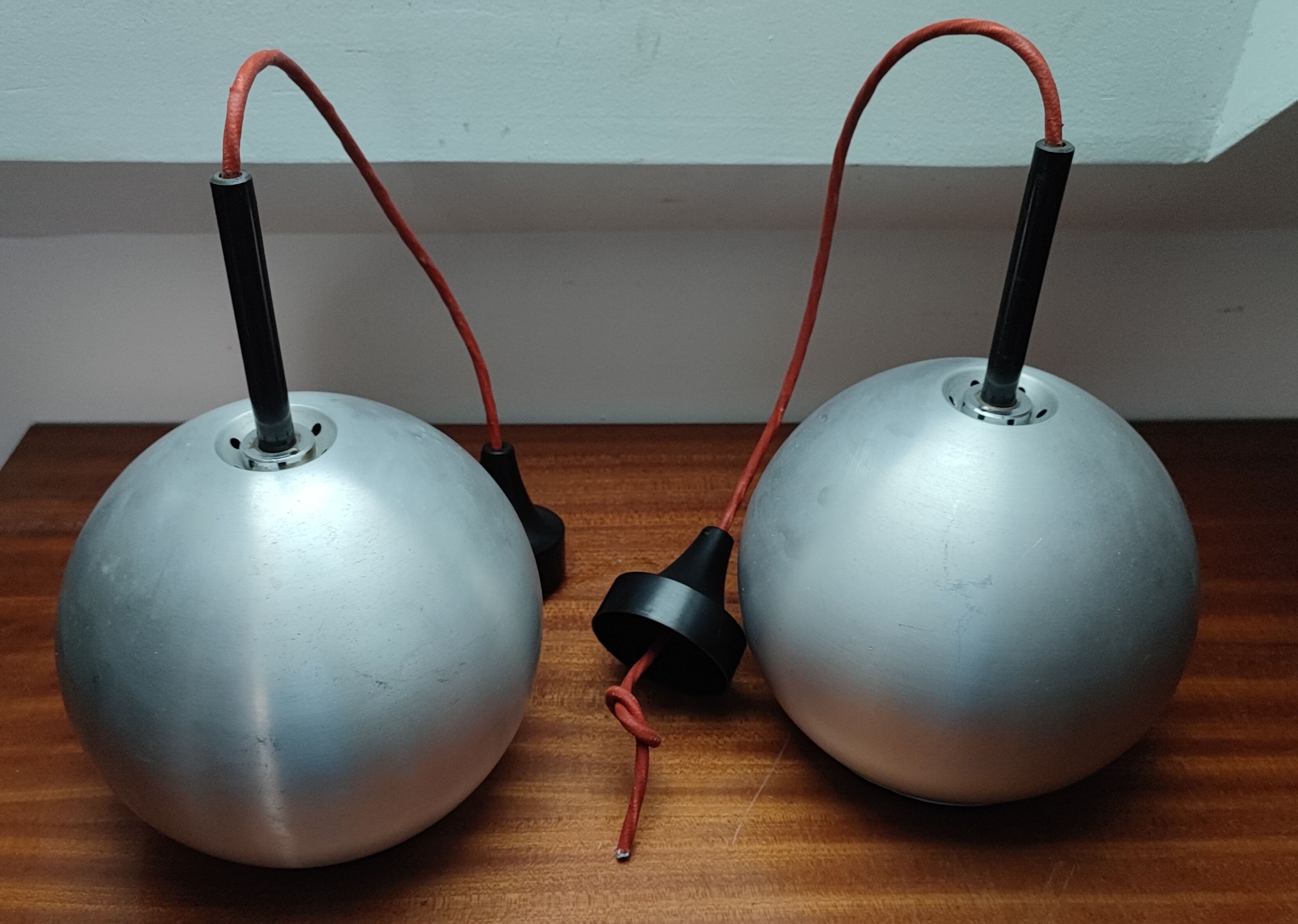 Duo of Erco 1970 aluminum suspensions