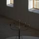 Brutalist Scandinavian candlestick in wrought iron and metal from the mid-20th century.