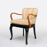 Art Deco side chair in beech wood, France 1940s
