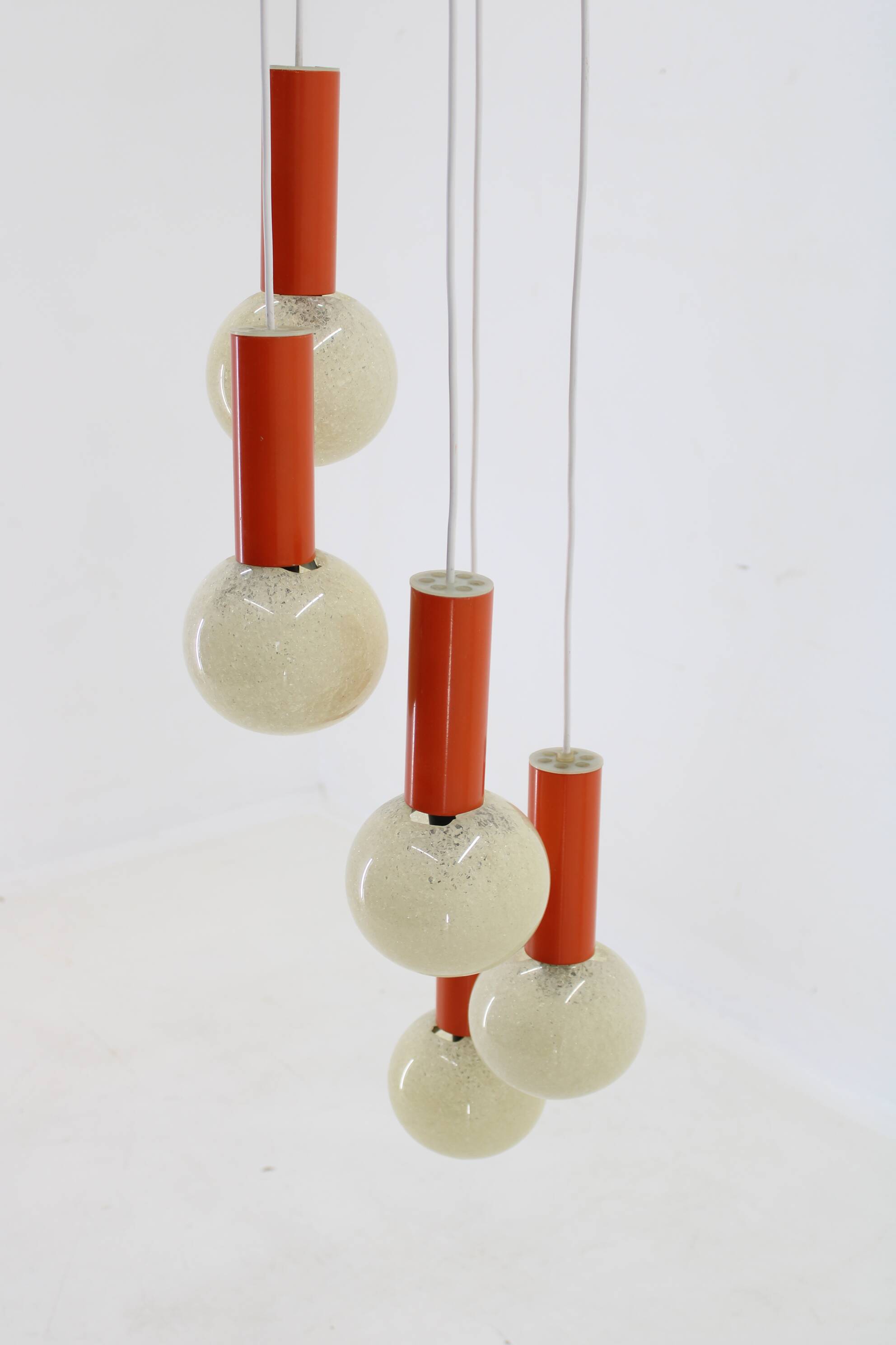 1970s Cascade Chandelier with Plastic Shades, Czechoslovakia