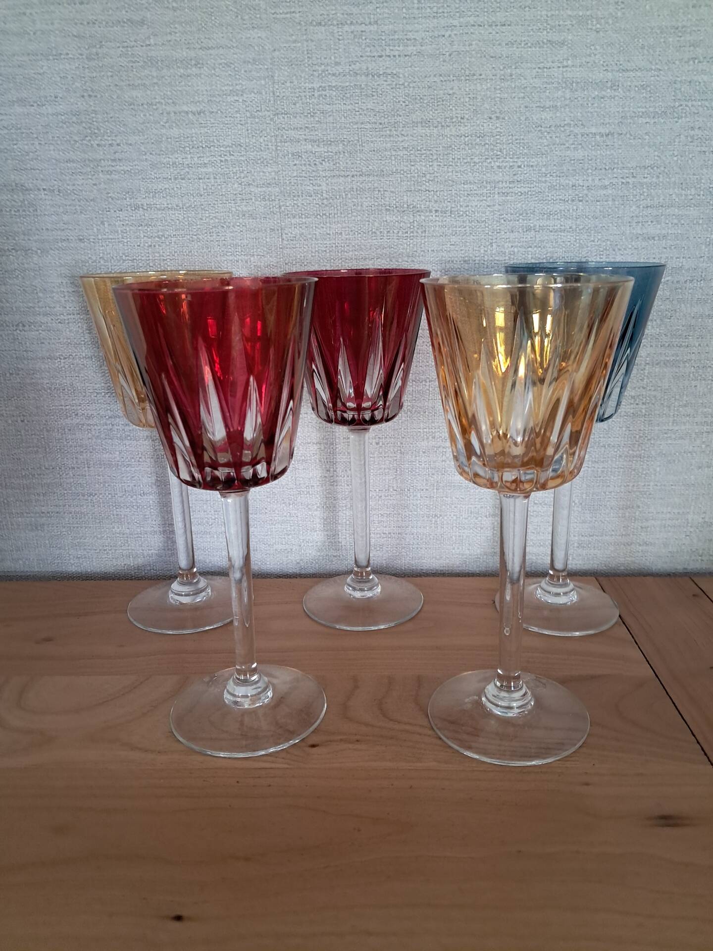 5 verres en cristal de Fains les source de la Meuse