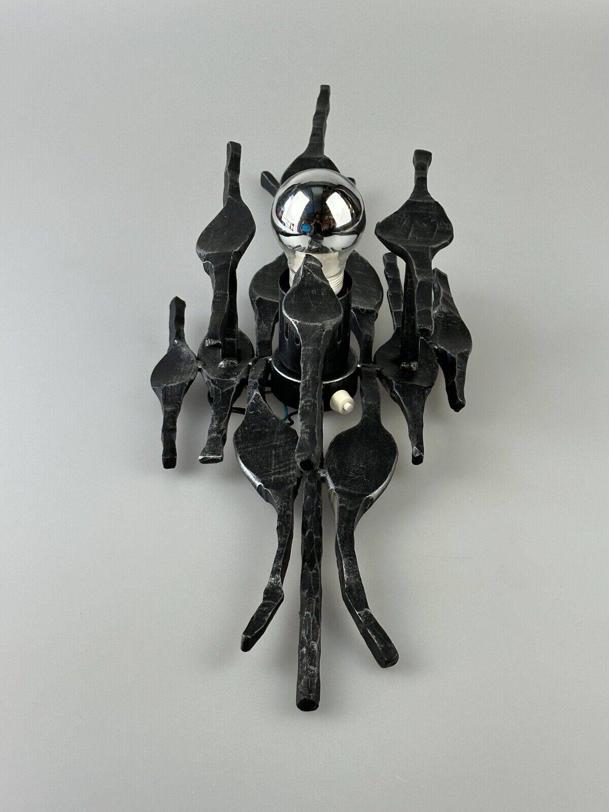 60's 70's brutalist wall lamp iron & glass wall sconce design