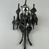 60's 70's brutalist wall lamp iron & glass wall sconce design