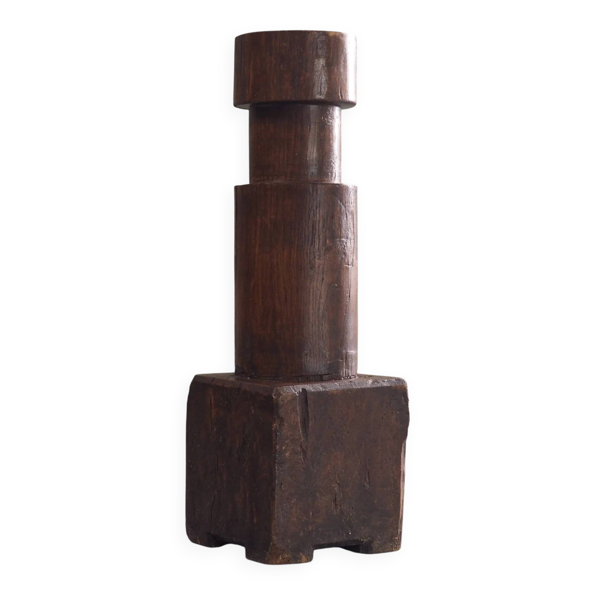 Sculptural solid wood pedestal