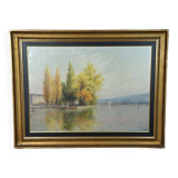 Oil on Canvas by Eugène Devaud De Madelin: Lake Geneva in Switzerland