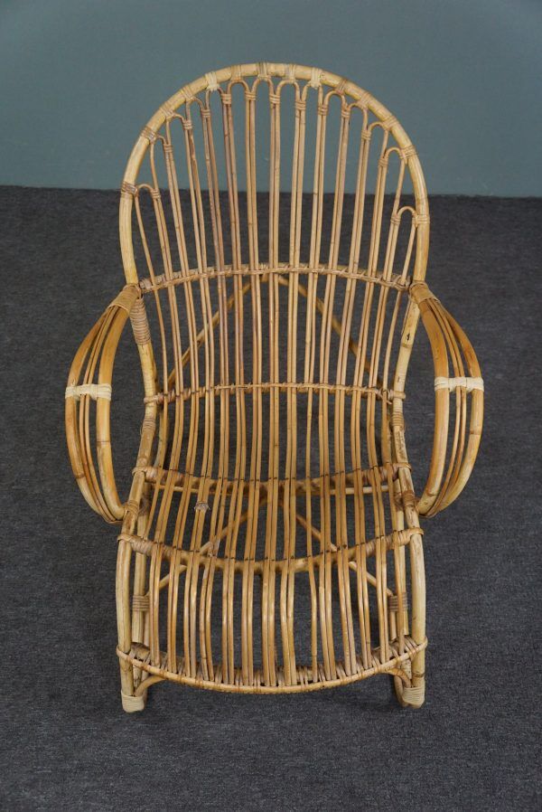 Belse 8 armchair in patinated rattan, Dutch Design, 1950