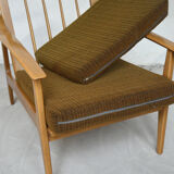 Paire de fauteuils scandinaves kaki, 1960
