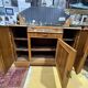 Art Deco buffet in carved walnut, marble and large mirror – 1930s