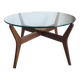 1960s round coffee table in teak and glass