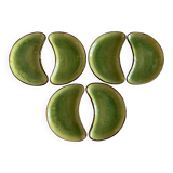 Set of 6 plates of green glazed earth Etienne Noël in Dieulefit 1950