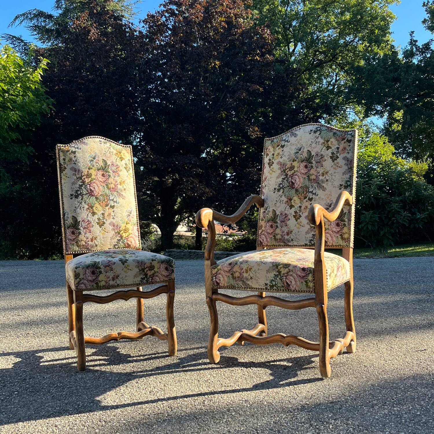 Fauteuil et chaise style Louis XIII
