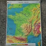 Old MDI map France geology and relief J.Bertin.