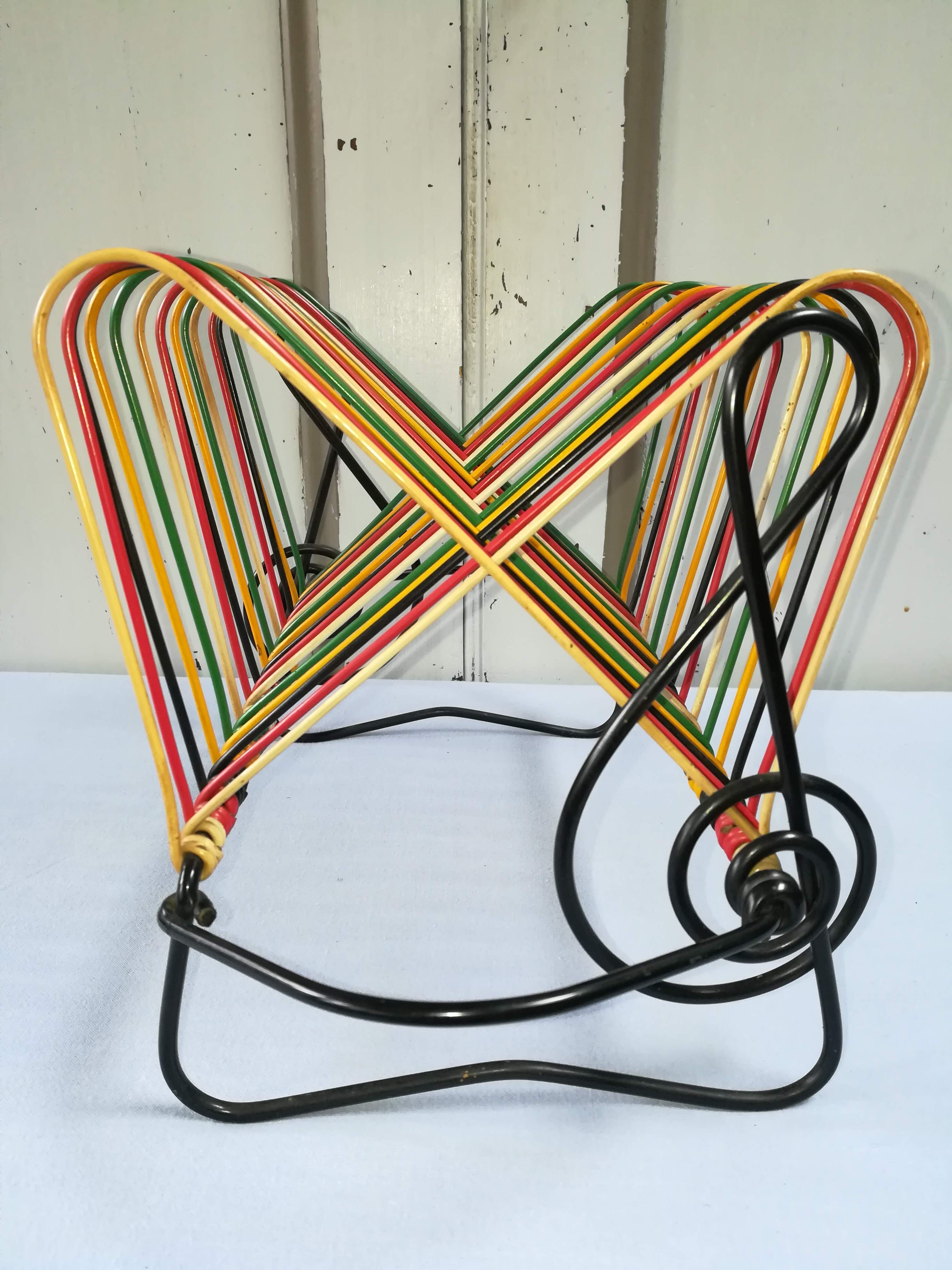 Porte disque/vinyle design 1950/1960 scoubidous