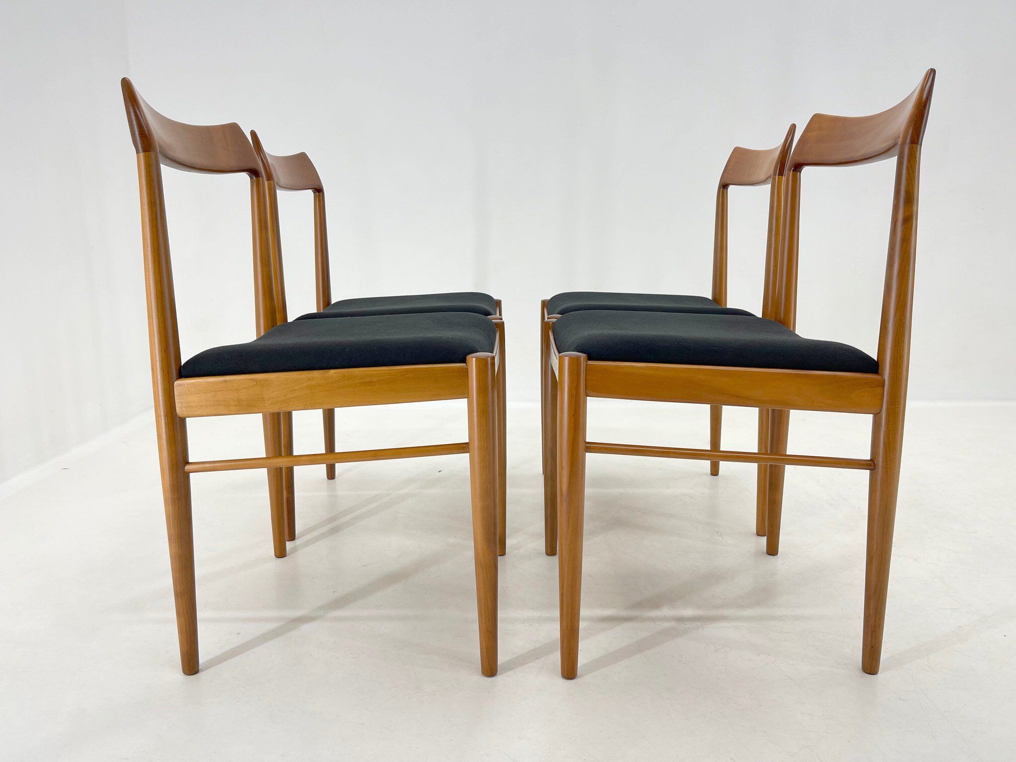 Set of four danish dining chairs, carefully refurbished.