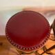 Paire de tabourets de bistrot en bois tourné et assise en skaï rouge XX siècle