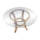 70s smoked glass and rattan table