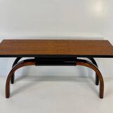 Italian 1940s Art Deco Console in Black Lacquer, Walnut and Maple Burl