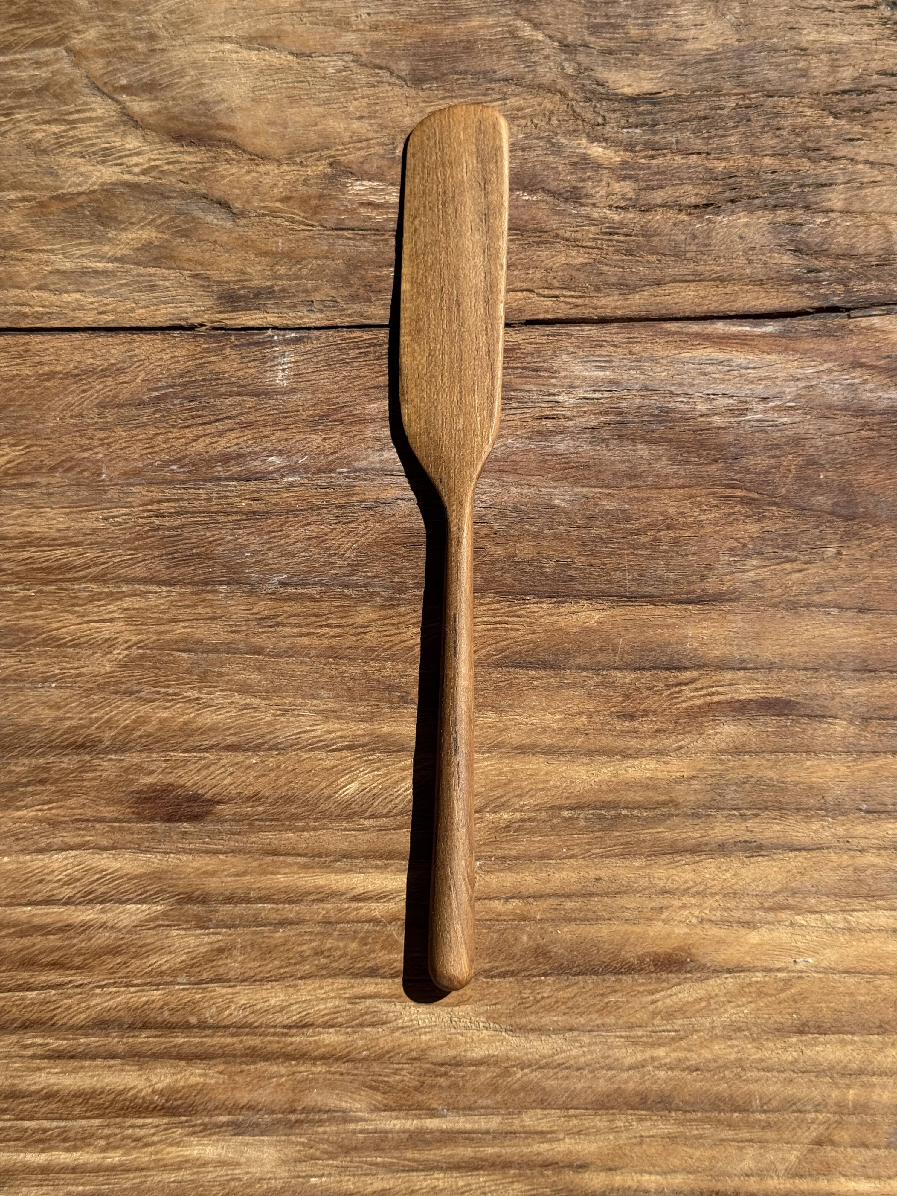 Small spatula, teak spreading knife, Indonesian monoxyle L18 l2.
