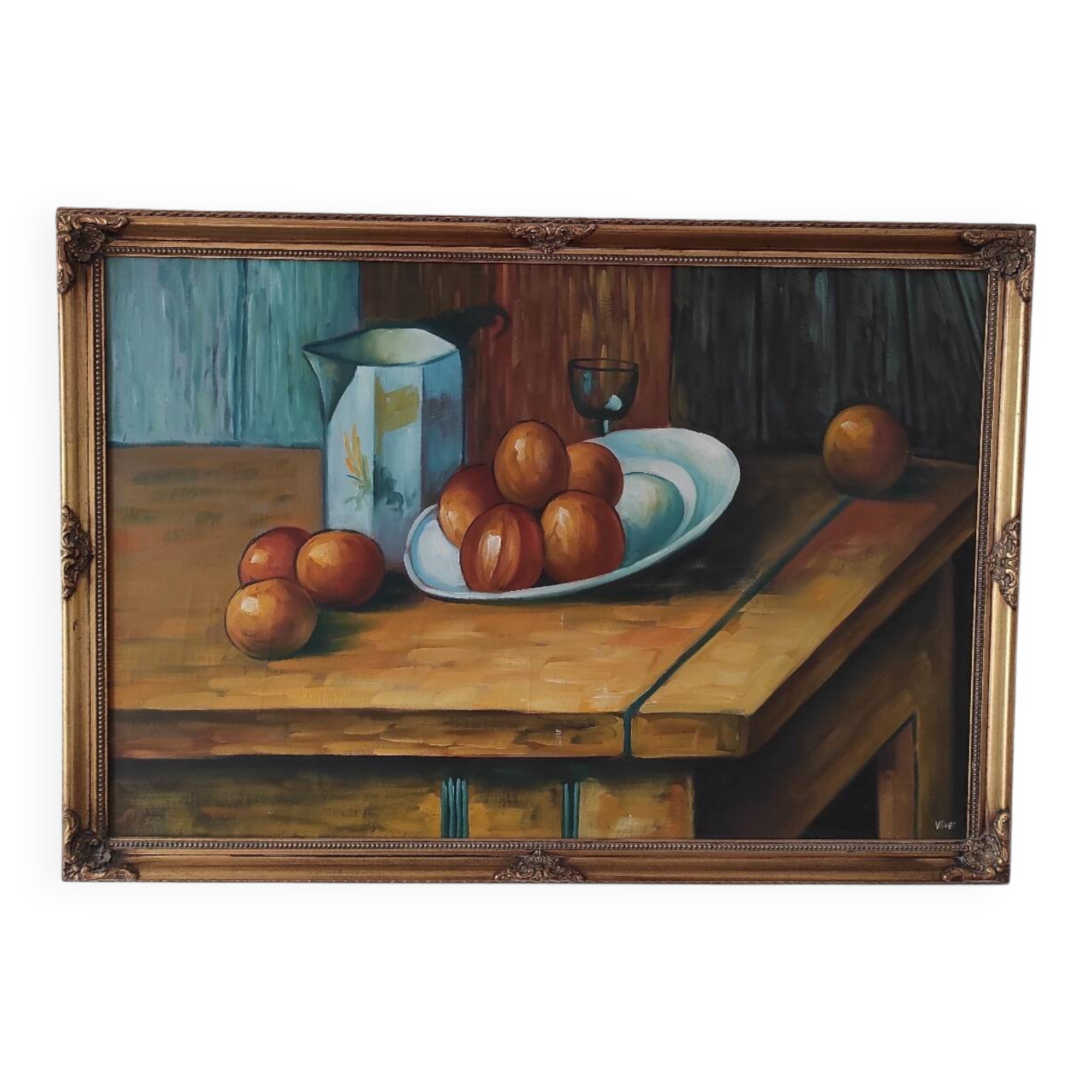 Large vintage painting - Still life after Cézanne