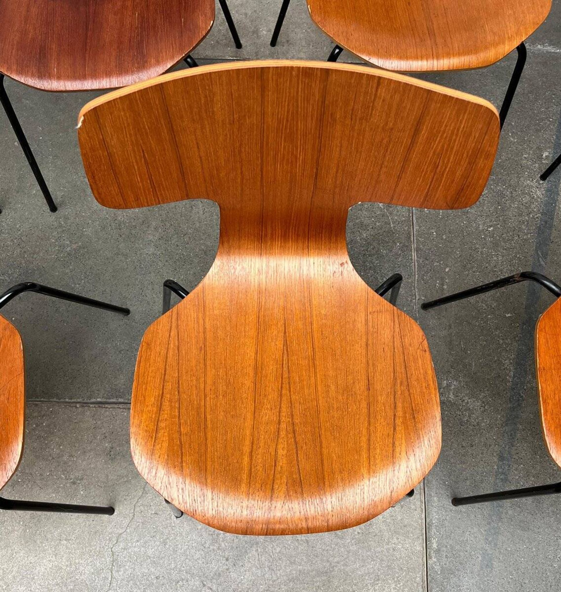 Mid-Century stackable chairs model 3103 Hammer by Arne Jacobsen for Fritz Hansen, Denmark, 1960s, set of 7.