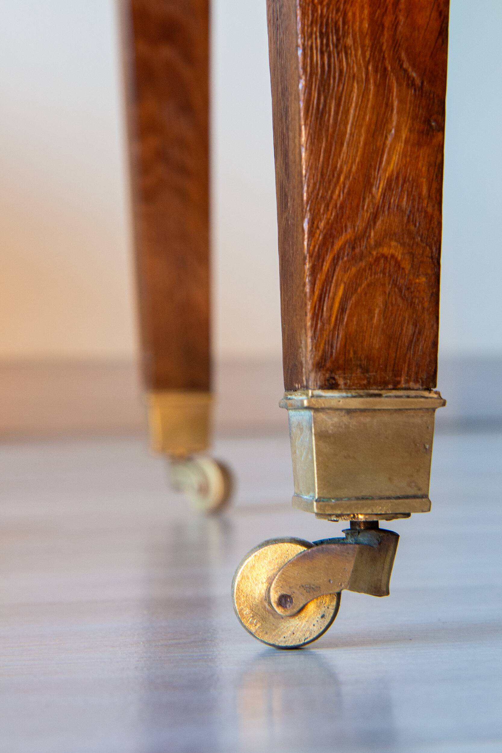 Antique half-moon oak table