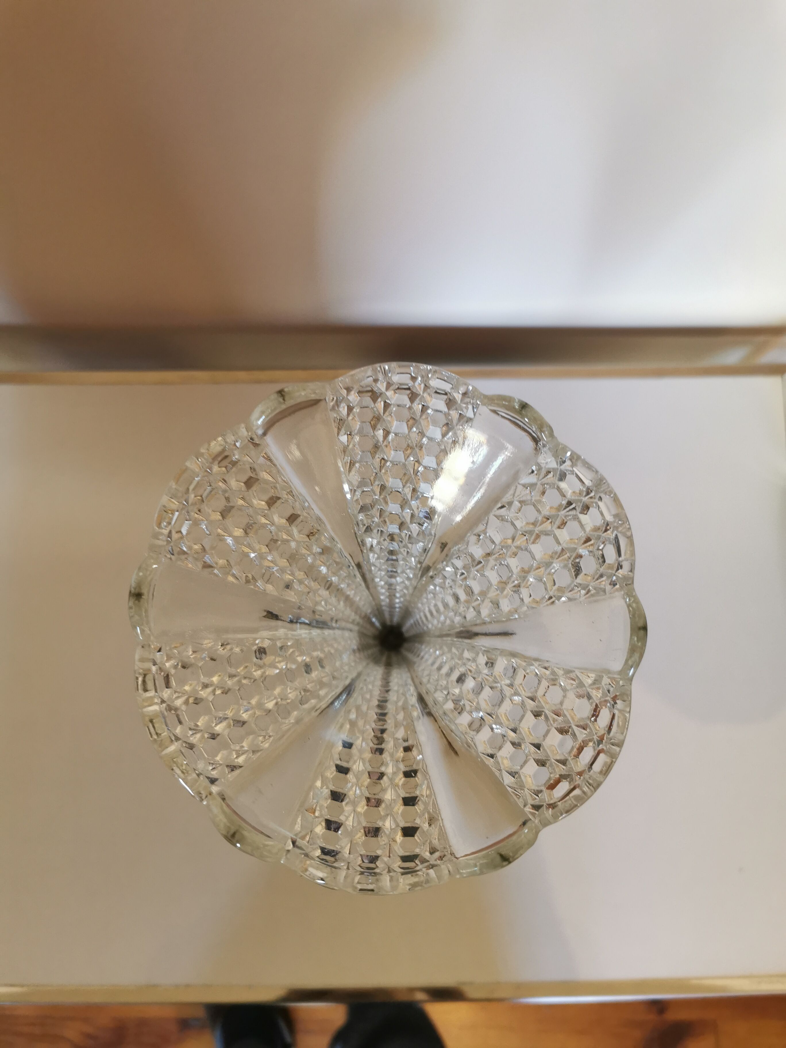 Art Deco vase chalice shape in silver metal and cut glass