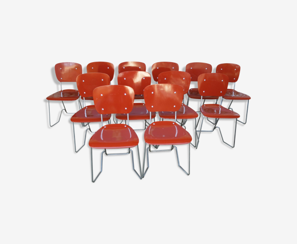 Lot de 12 chaises empilables Aluflex par Armin Wirth, Ph. Zieringer Suisse