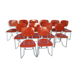 Lot de 12 chaises empilables Aluflex par Armin Wirth, Ph. Zieringer Suisse