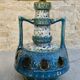 Blue ceramic floor lamp, Fat Lava, double lighting, 70s