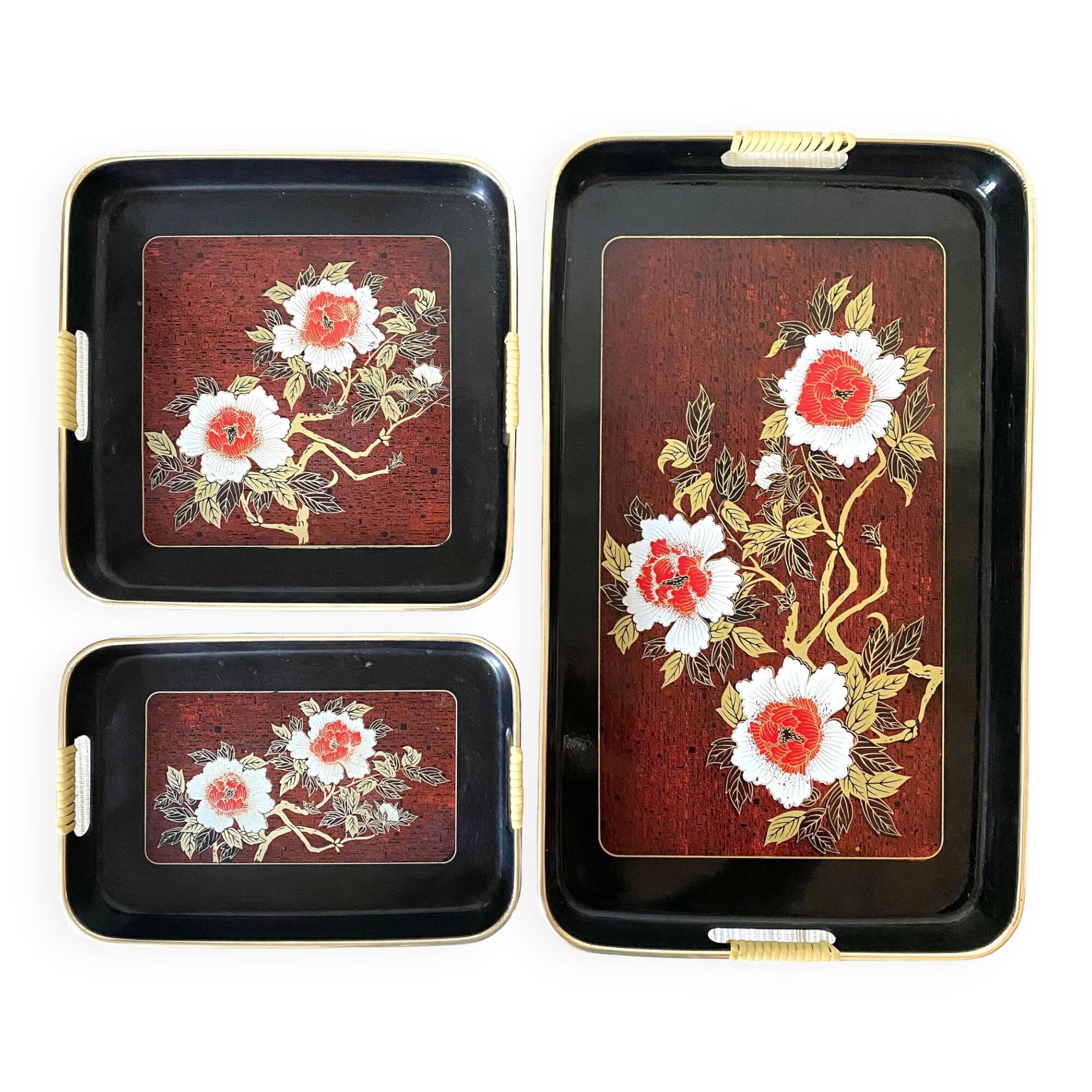 Japanese lacquered wood tops, 80s