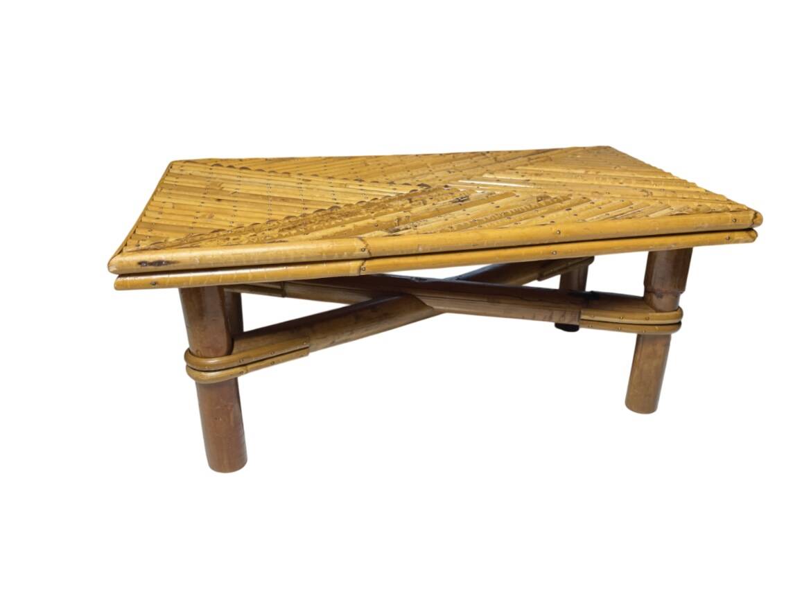 Vintage bamboo and rattan step stool