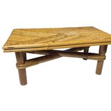 Vintage bamboo and rattan step stool