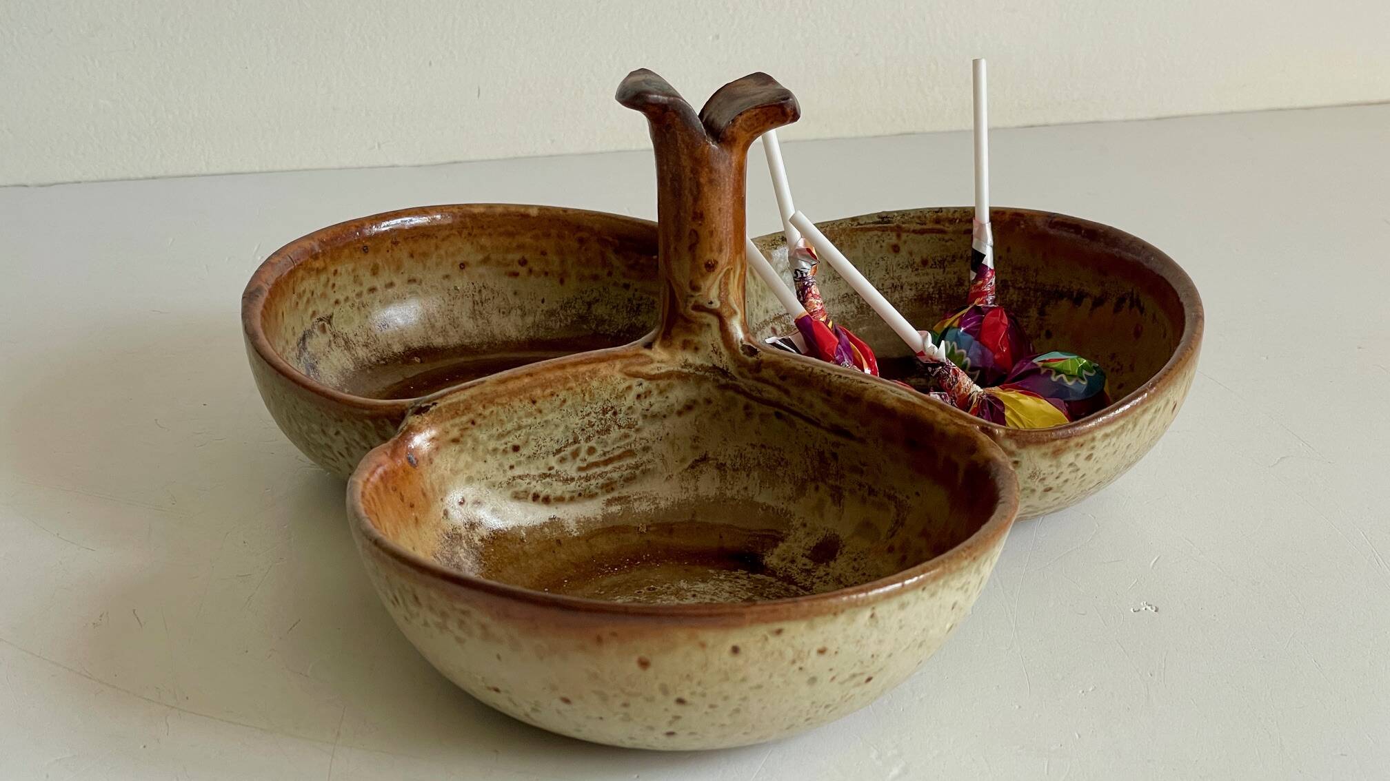 Vintage glazed stoneware appetizer dish