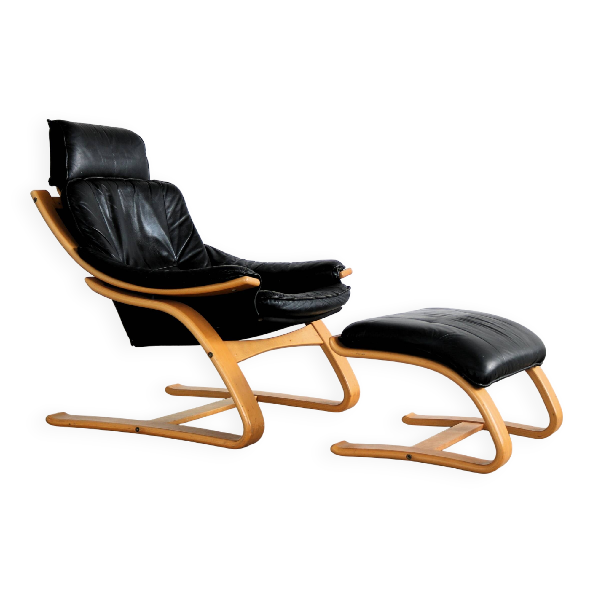 Fauteuil vintage avec ottoman | fauteuil | années 1970 | suédois