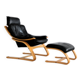 Vintage armchair with ottoman | easy chair | 1970s | Swedish