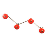 Vintage wall coat rack zig-zag in orange-red and gold from the 1960s.