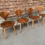 Set of 4 Norman Cherner chairs for Plycraft USA in teak, 1960s