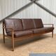 Grete Jalk for France & Son Teak Leather Sofa
