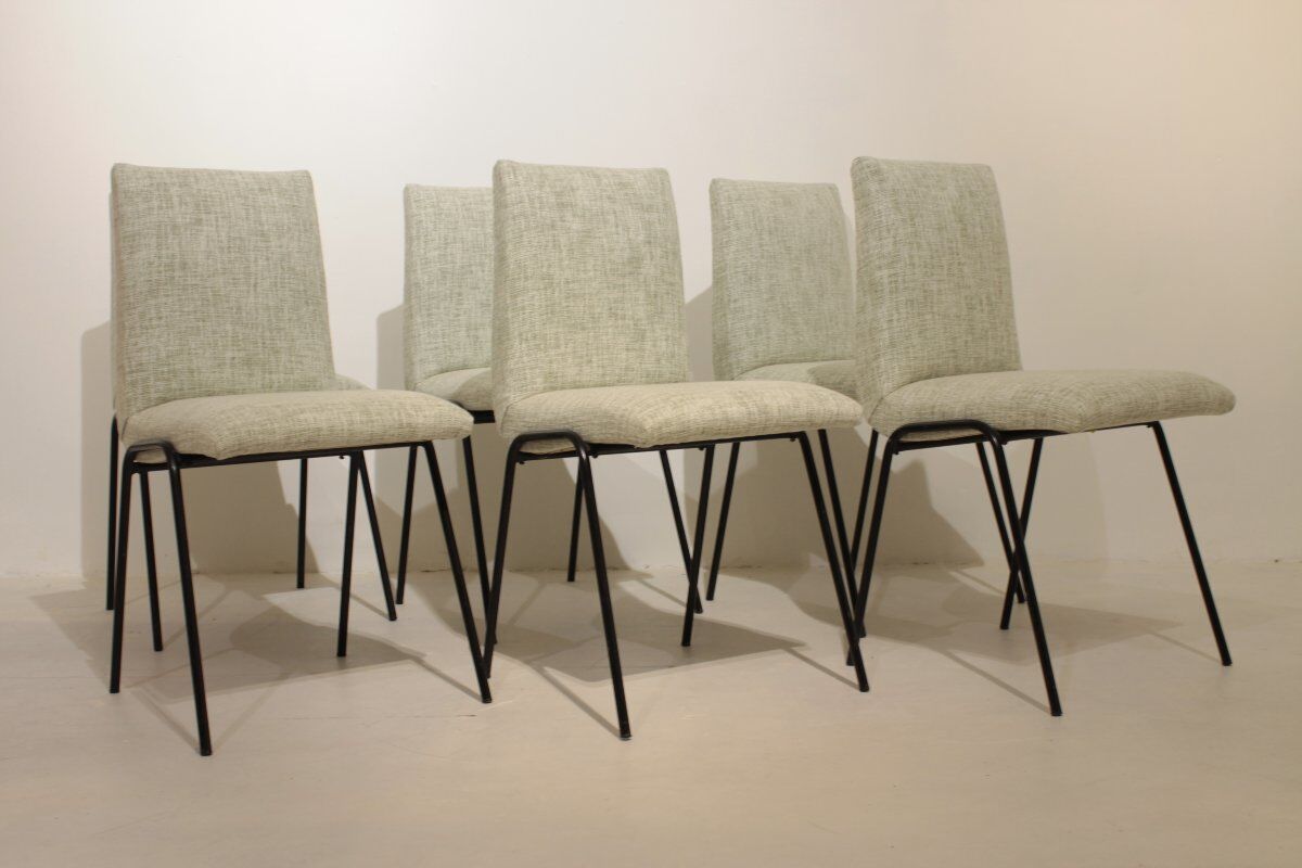 Set of 6 "Robert" chairs by Pierre Guariche for Meurop, 1961