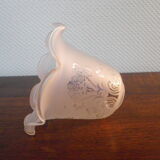 Gilded metal chandelier, 5 branches, opaque glass cupola - 60s/70s