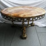 Table basse en laiton marbre et onyx