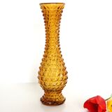 Amber glass vase, diamond tip, vintage