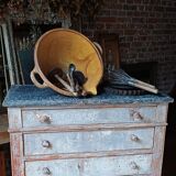 Antique piece of furniture with a grey patina.