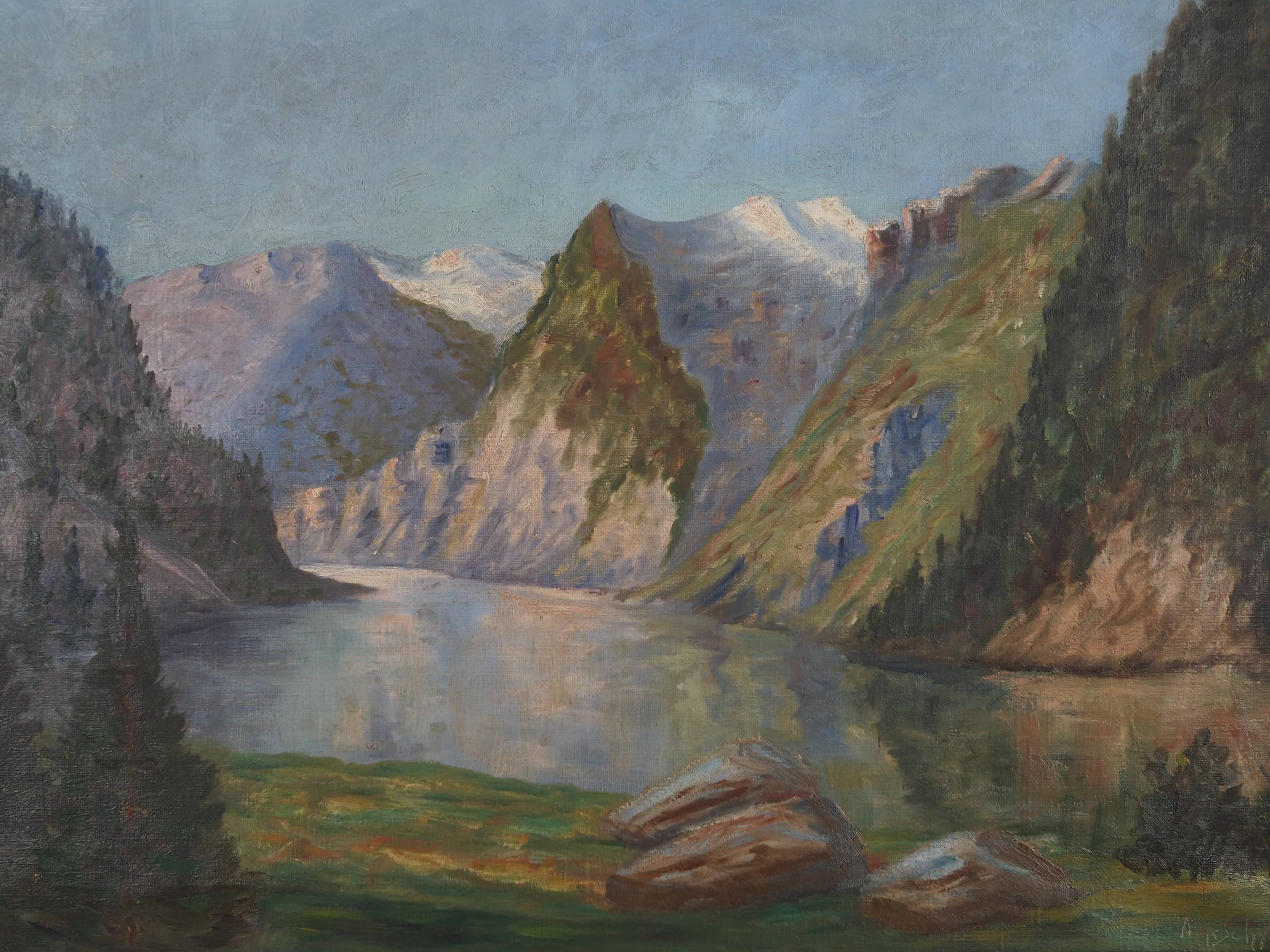 Painting "The River in the Mountains”, Scandinavian design, 1970s